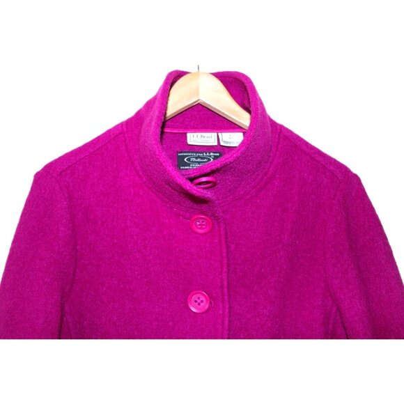 L.L. BEAN x BELLANDI Premium Italian Boiled Wool Pea Coat in Fuchsia - Size LP - Picture 2 of 12